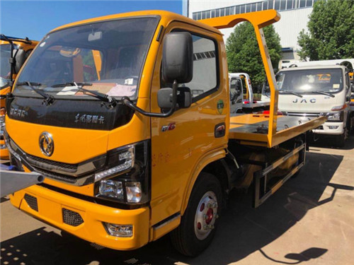 藍牌國六東風(fēng)D6黃色一拖二平板清障車